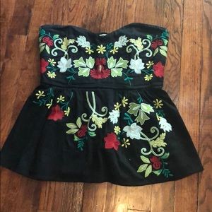 Anthropologie strapless peplum top